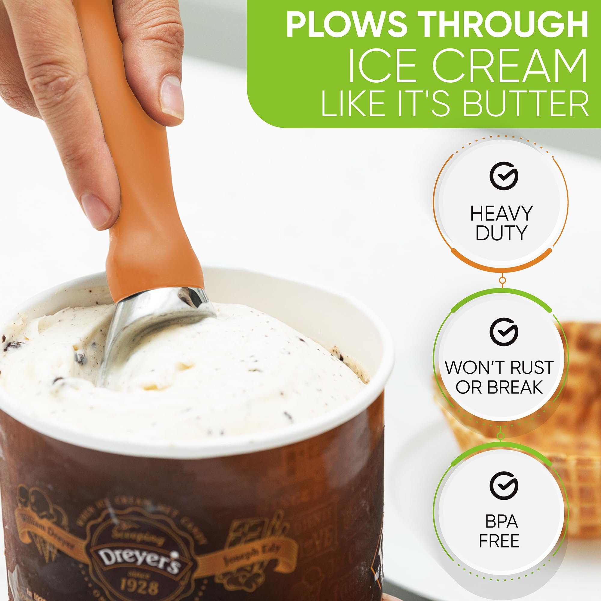 Spring Chef dishwasher-safe ice cream scoop for simple cleanup