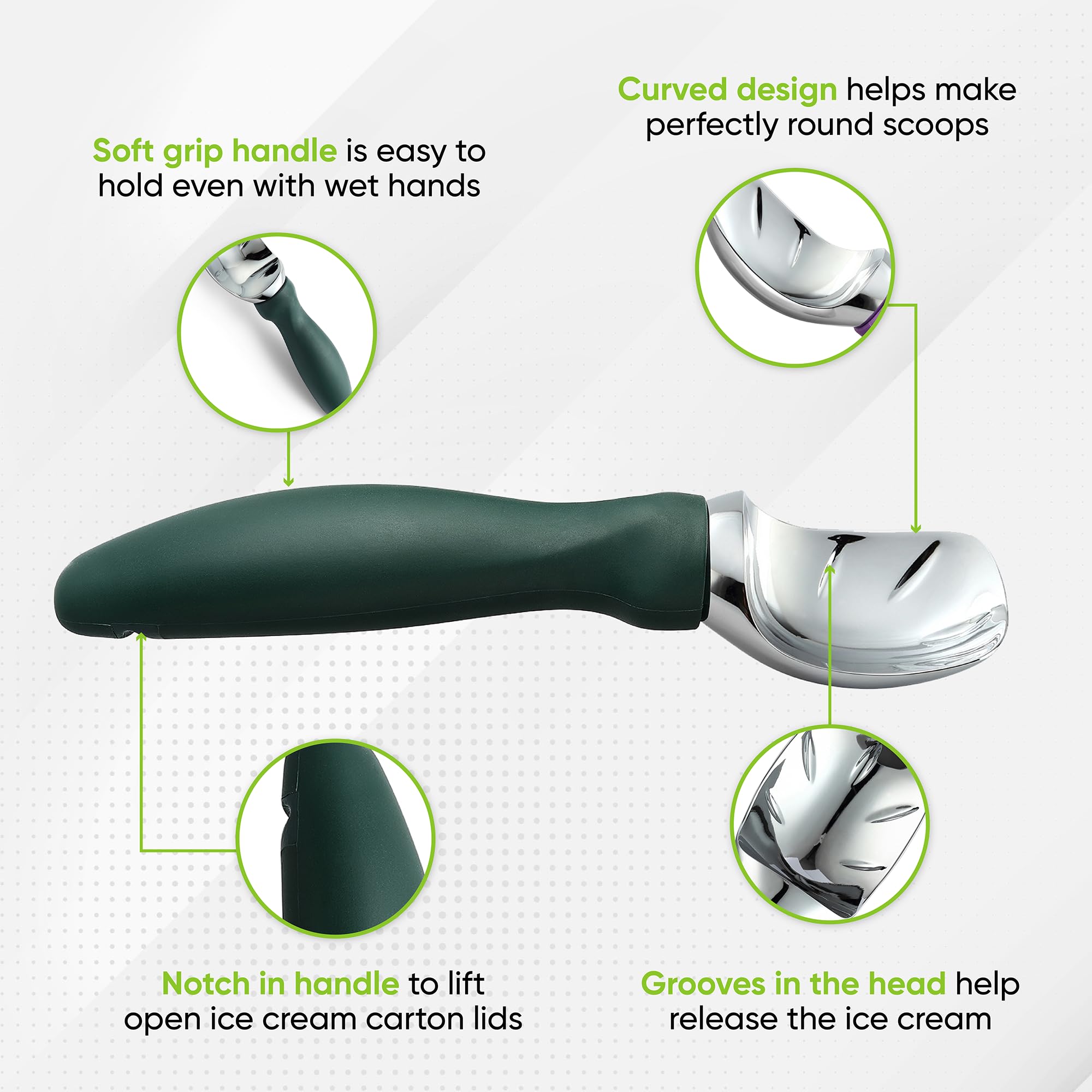 Spring Chef ice-cream-scoop dishwasher-safe for quick cleaning after dessert prep.
