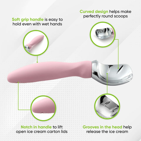 Spring Chef ice cream scoop ergonomic handle reduces hand fatigue during long scooping sessions.