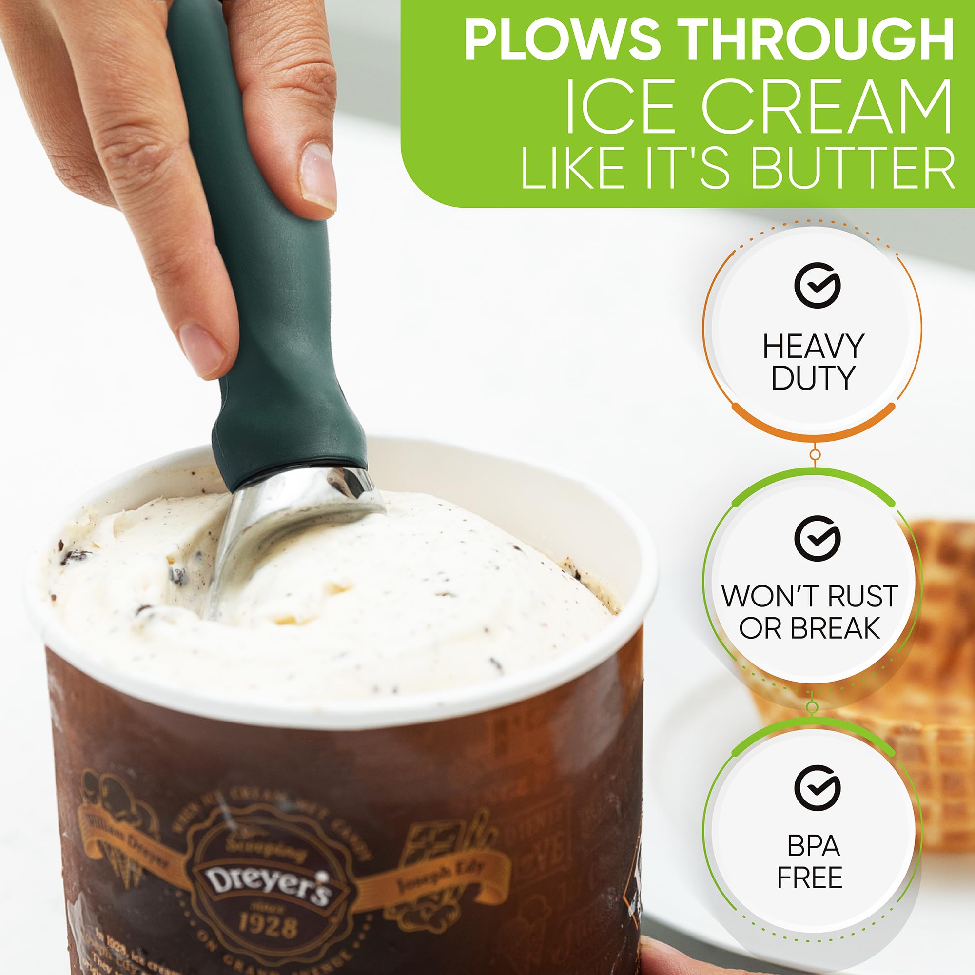 Spring Chef ice-cream-scoop glides through hard ice cream with minimal effort.