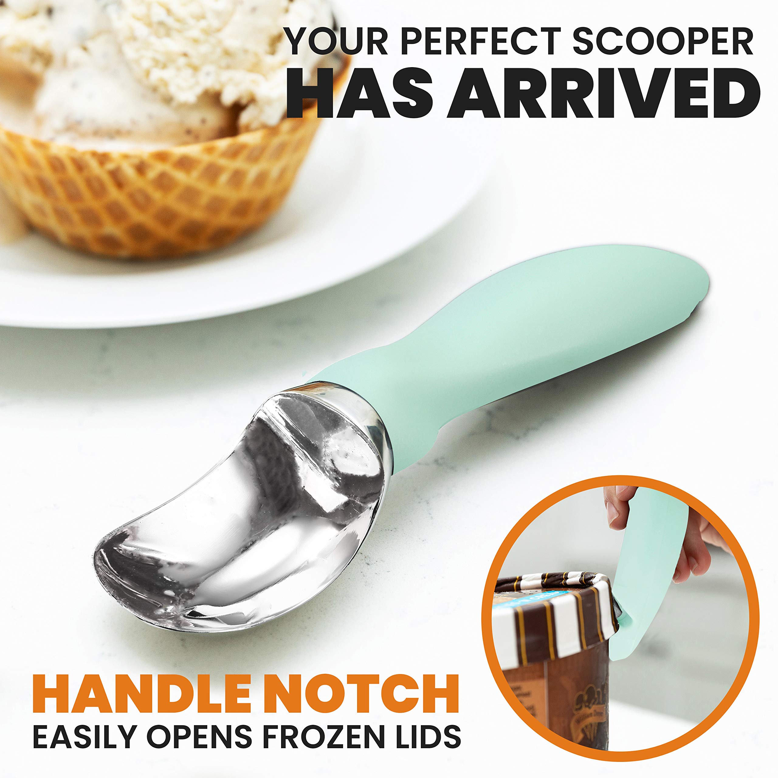 Spring Chef scoop curved edge reaches carton corners with ease.
