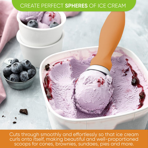 Spring Chef scoop with thin edge reaches corners of cartons