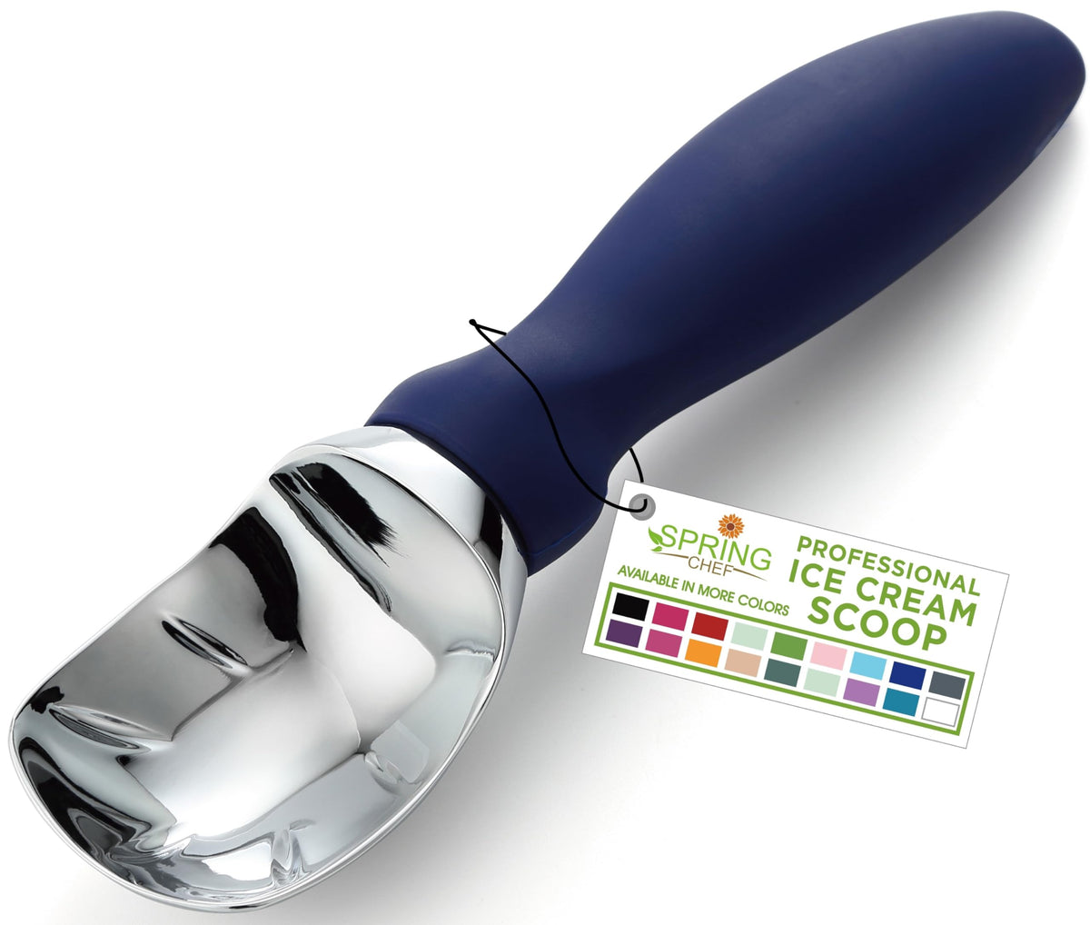 Spring Chef ice cream scoop with soft grip handle for easy, comfortable scooping