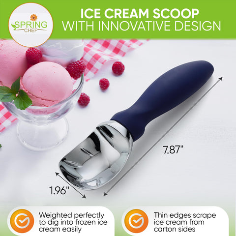 Spring Chef scoop's sturdy design handles hard ice cream with smooth, precise portions