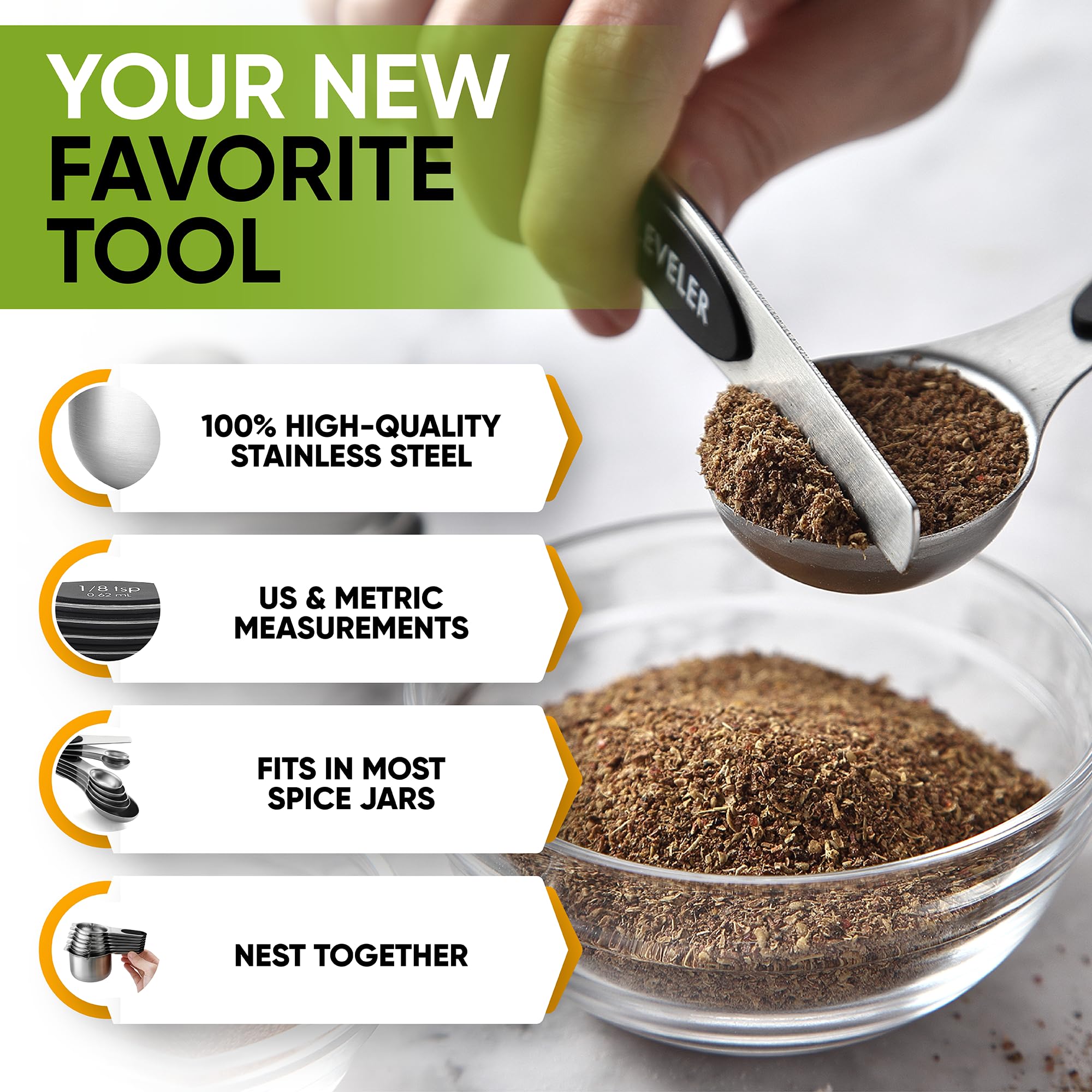 Spring Chef leveler included for precise measurements.