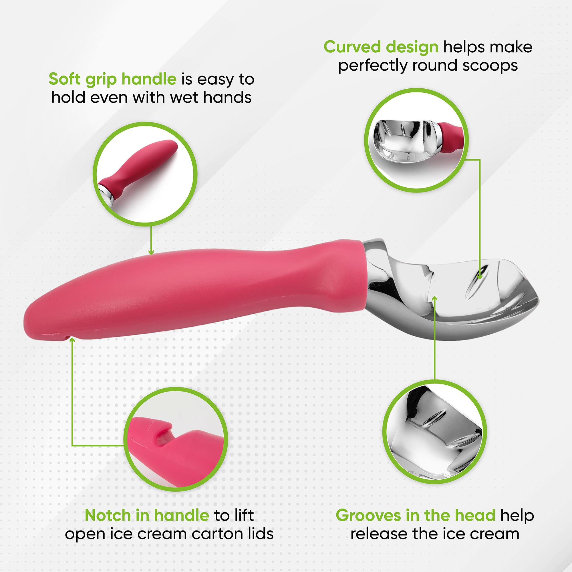 Spring Chef innovative scoop-spade design tackles rock-hard desserts with ease.