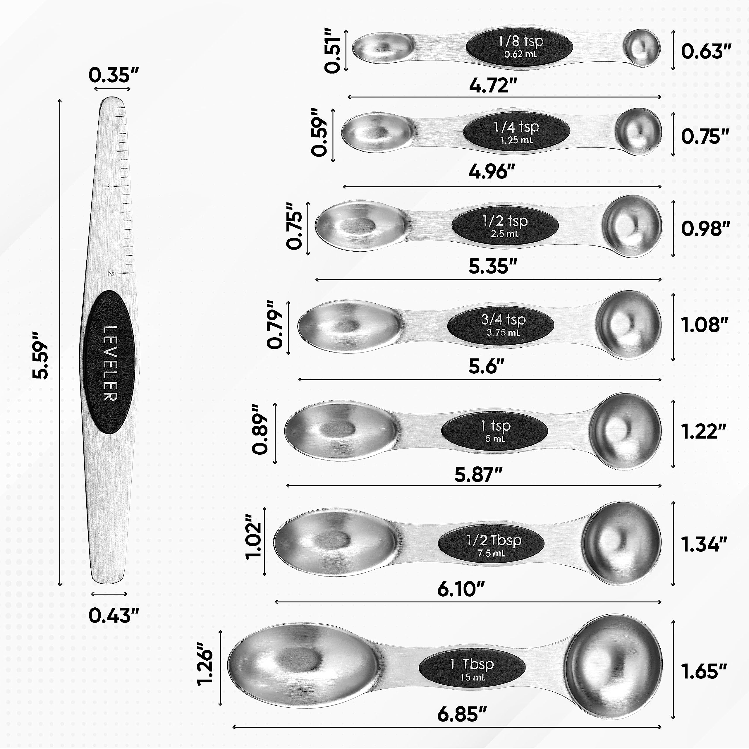 Spring Chef magnetic cups and spoons simplify kitchen organization.