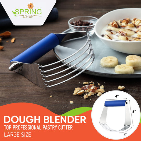 Spring Chef Large Dough Blender – Sapphire, Thick Blades, Stainless Steel, Dishwasher Safe