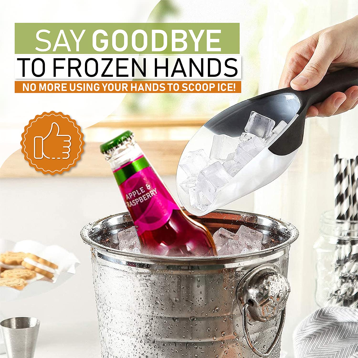 Spring Chef magnetic-ice-scoop-hanging-magnet convenient storage on fridge or freezer.