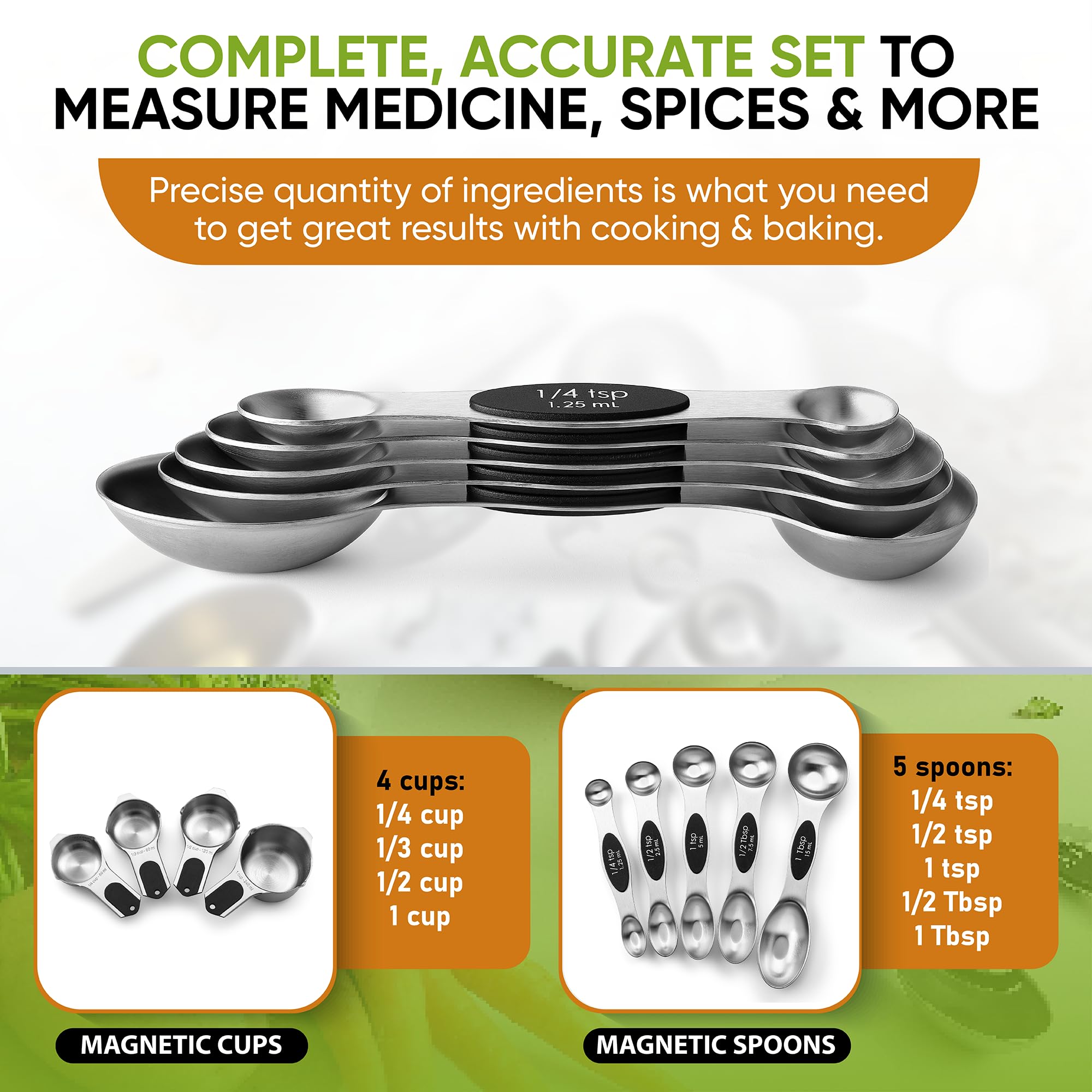 Spring Chef set with US and metric markings for easy reading