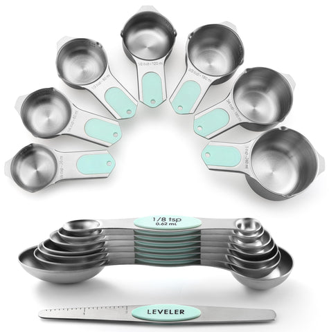 Spring Chef magnetic measuring cups and spoons set with strong N45 magnets for easy nesting
