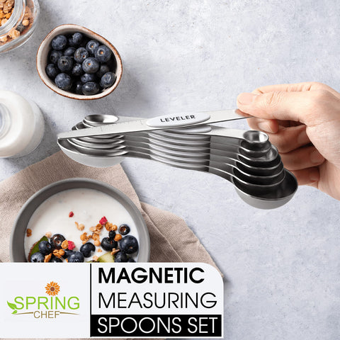 Spring Chef magnetic spoons nest together for easy storage.