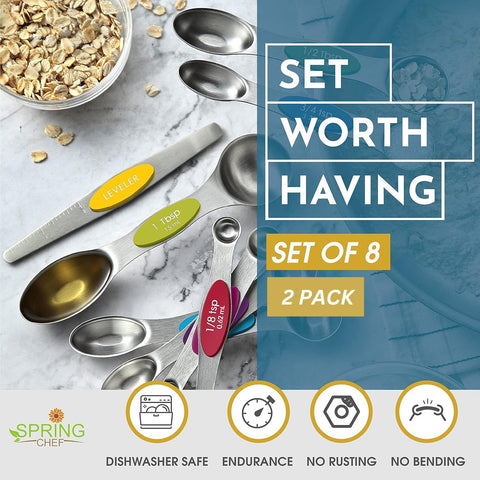 Spring Chef magnetic storage spoons for easy one-hand use and tidy storage