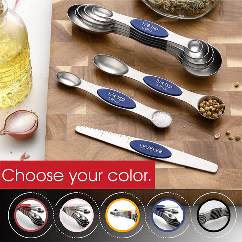 Spring Chef spoons feature US and metric markings for quick reading.