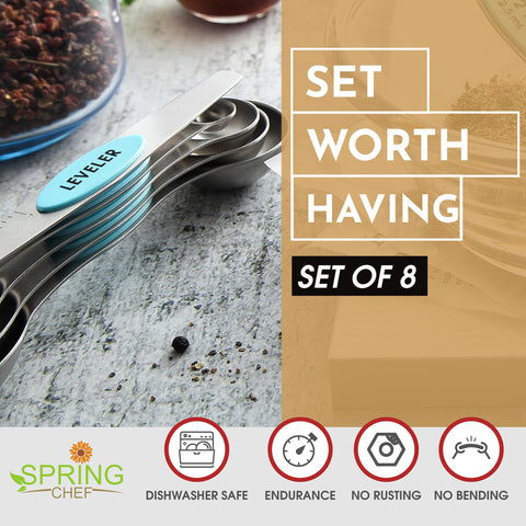 Spring Chef leveler included for precise measurements in every recipe.