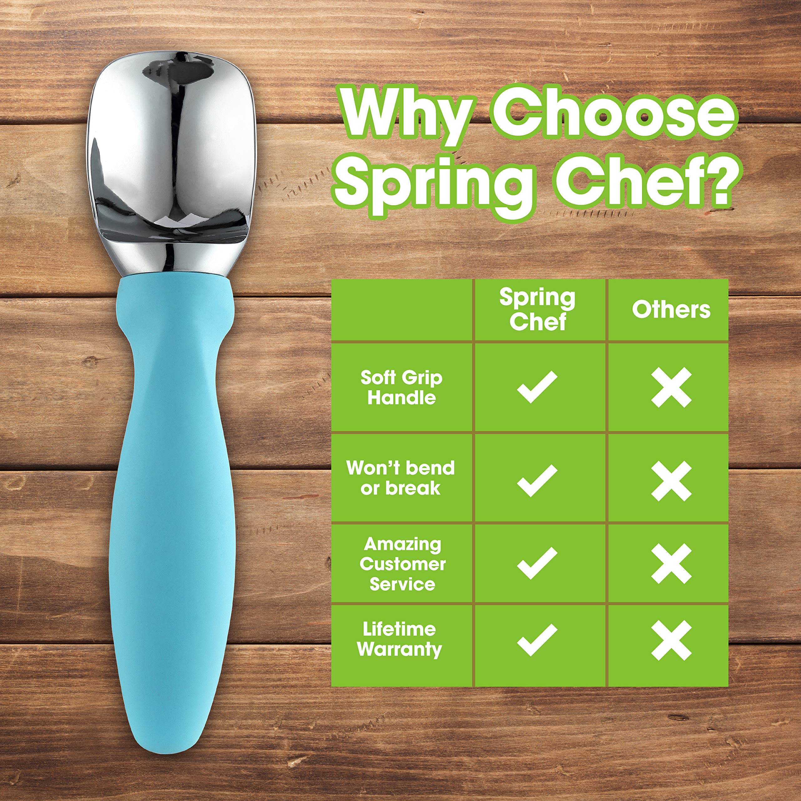 Spring Chef melon-seed scooping use demonstrates versatile kitchen tool beyond ice cream.