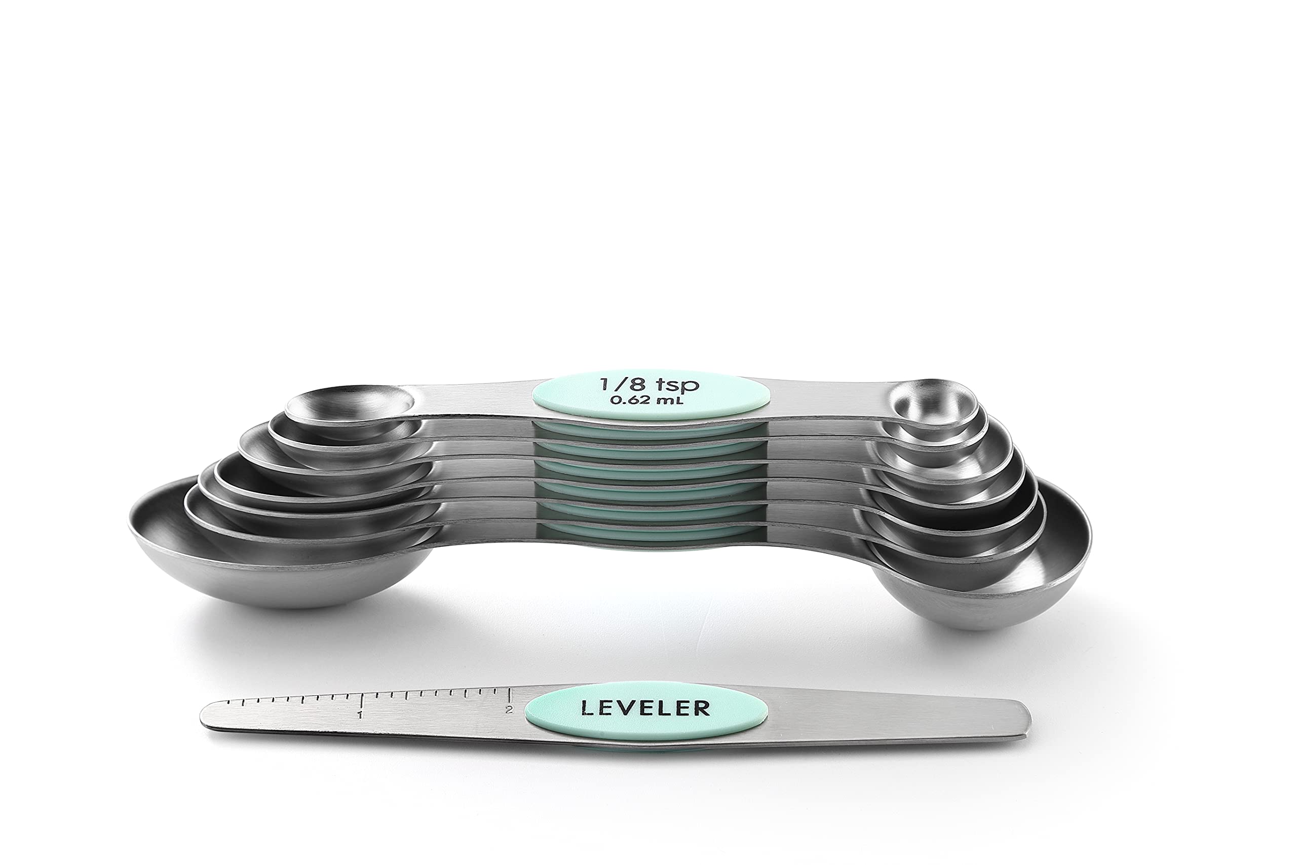 Spring Chef spoons show metric and US markings for quick reference.