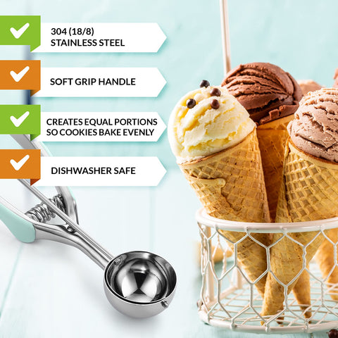 Spring Chef mint finish scoop adds stylish, practical kitchen tool.
