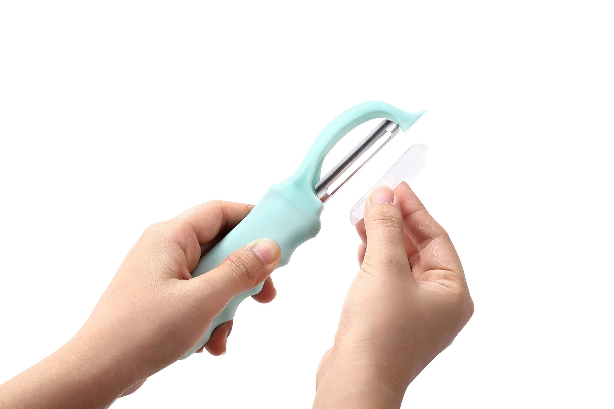 Mint finish on the Spring Chef peeler adds a fresh look to kitchen tools.