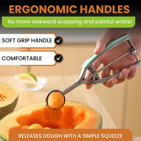 Spring Chef mint-single-piece-scoop-head reduces dough snag