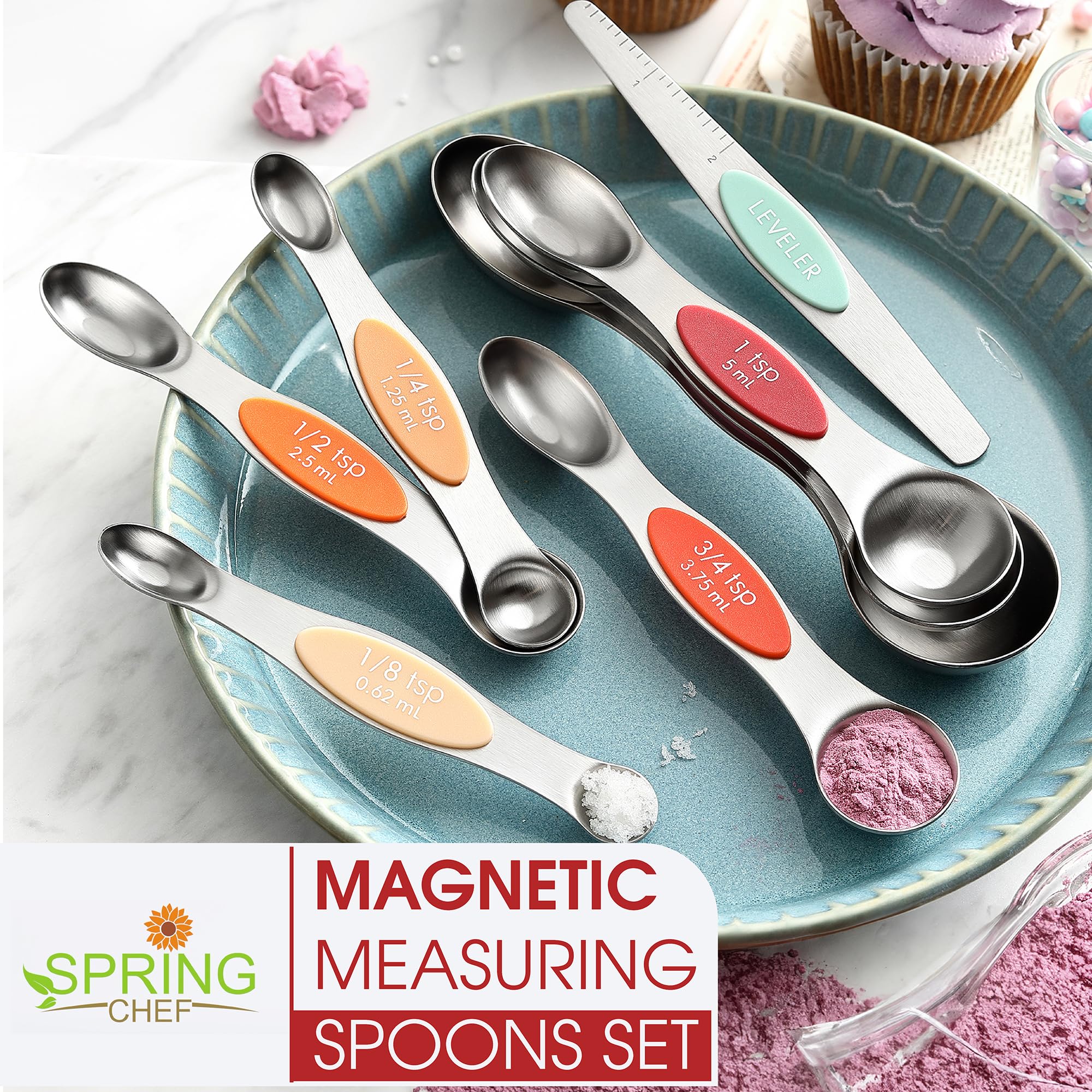 Spring Chef multi-size set covers small to large measurements for versatile recipes.