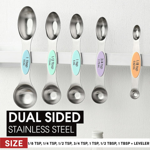 Spring Chef magnetic spoons nest neatly for compact storage.