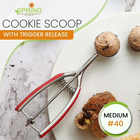 Spring Chef one-point-seven-tbsp cookie scoop yields 2.75-inch cookies