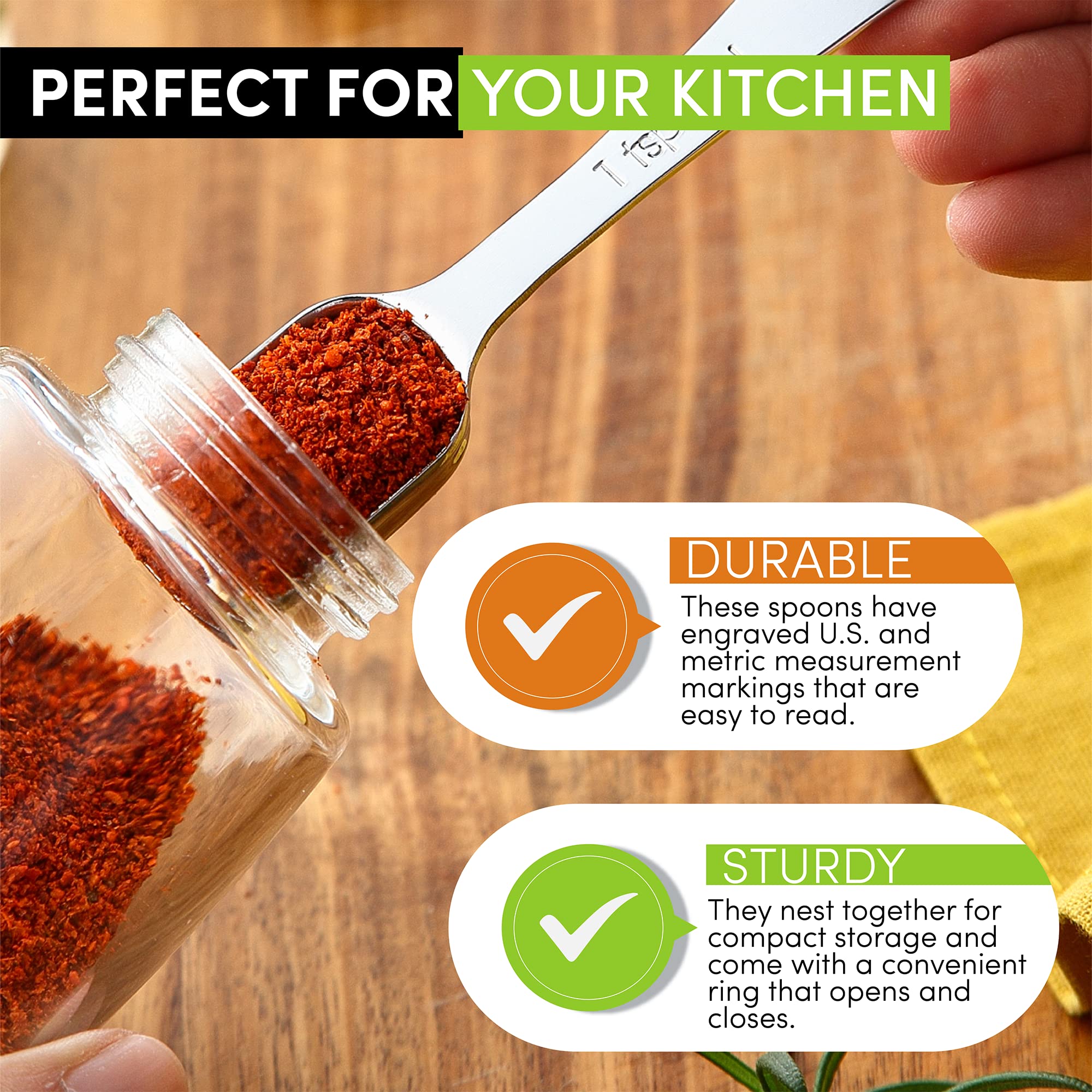 Spring Chef one-quarter-tsp spoon for precise seasoning.