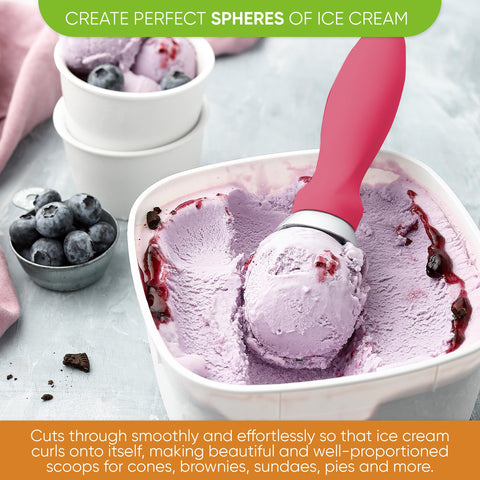 Spring Chef pink notch lifts container lids for quick, mess-free scooping.