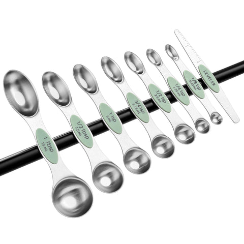 Spring Chef pistachio-colored measuring spoons brighten the kitchen