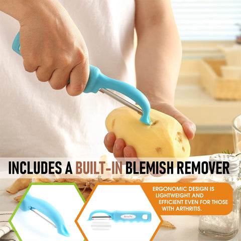 Set of 2 peelers keeps dedicated tools for different kitchen tasks.