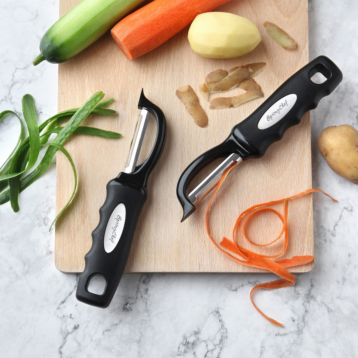 Spring Chef arthritis-friendly design makes peeling comfortable for all.