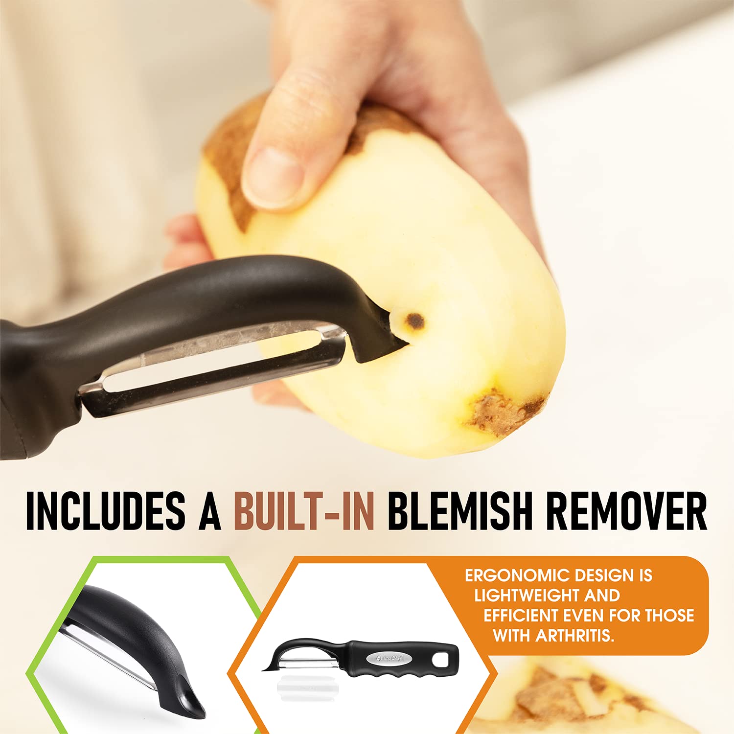 Spring Chef dishwasher-safe peeler simplifies cleanup after cooking.