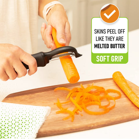 Spring Chef soft grip ergonomic handle reduces fatigue during long prep.