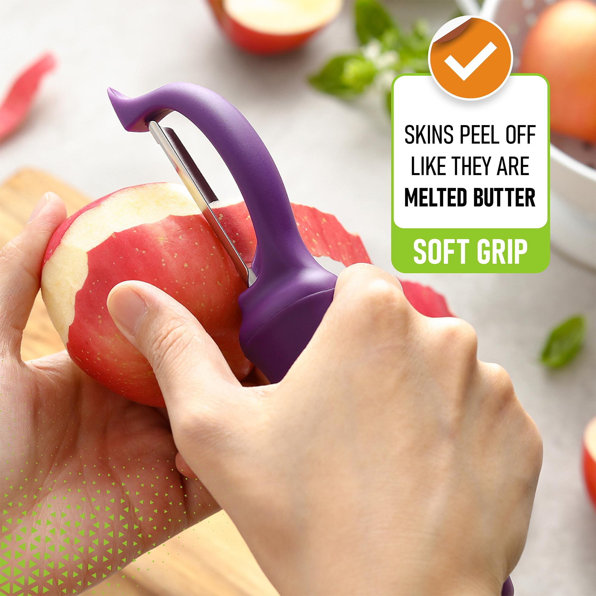 Spring Chef Purple Swivel Peeler dishwasher safe for easy cleanup