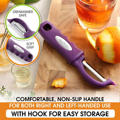 Spring Chef Purple Swivel Peeler suitable for both left and right-handed users