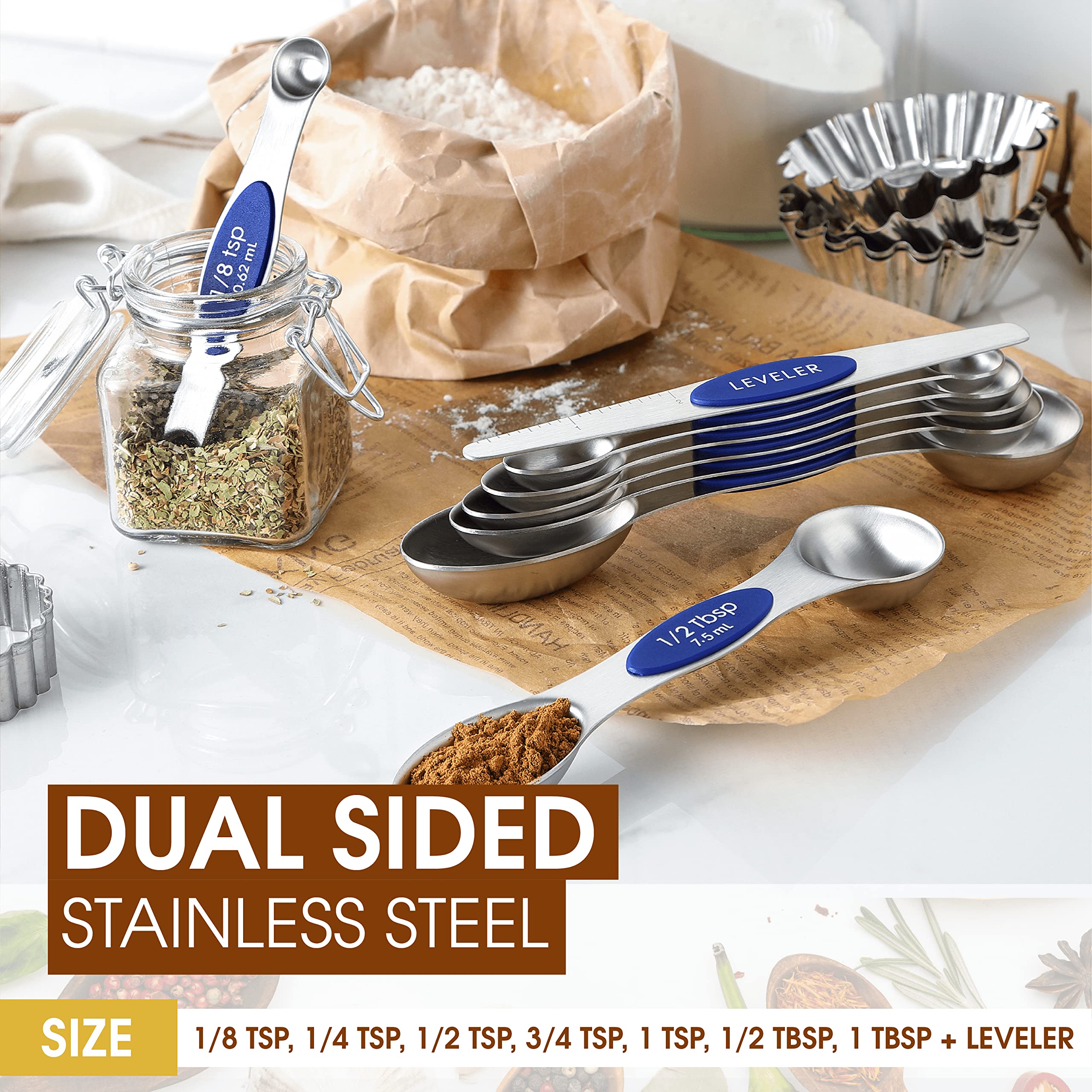 Spring Chef round-end spoon ideal for liquids with a stable countertop rest.