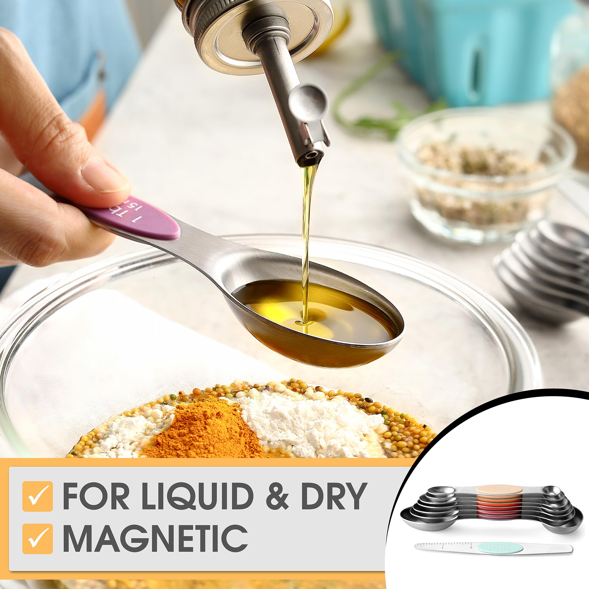 Spring Chef round-end spoon for liquids pours smoothly and cleanly.