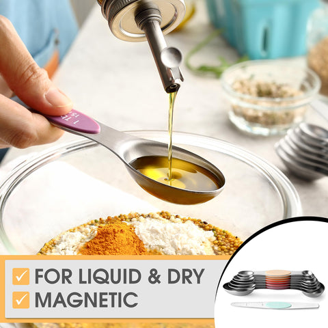 Spring Chef round-end spoon for liquids pours smoothly and cleanly.