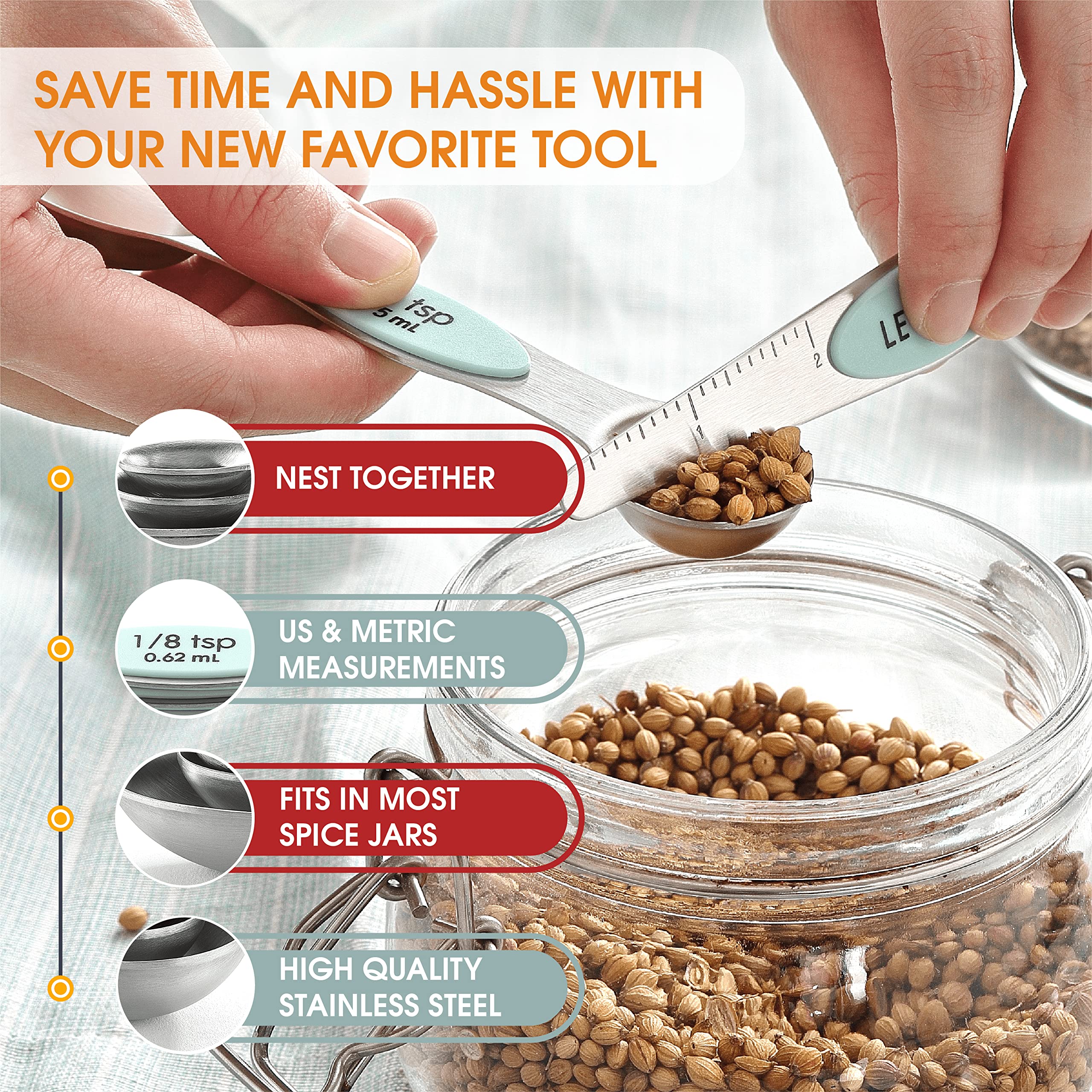 Spring Chef round-end spoon ideal for liquids and sauces.