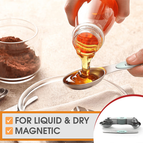 Spring Chef spoon set with spice-jar fit for accurate jar scooping.
