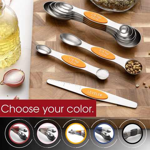 Narrow-end spoons fit inside spice jars for easy scooping