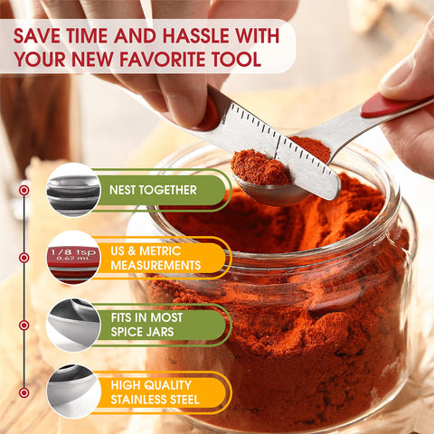 Spring Chef spoons lay flat to prevent spills during storage