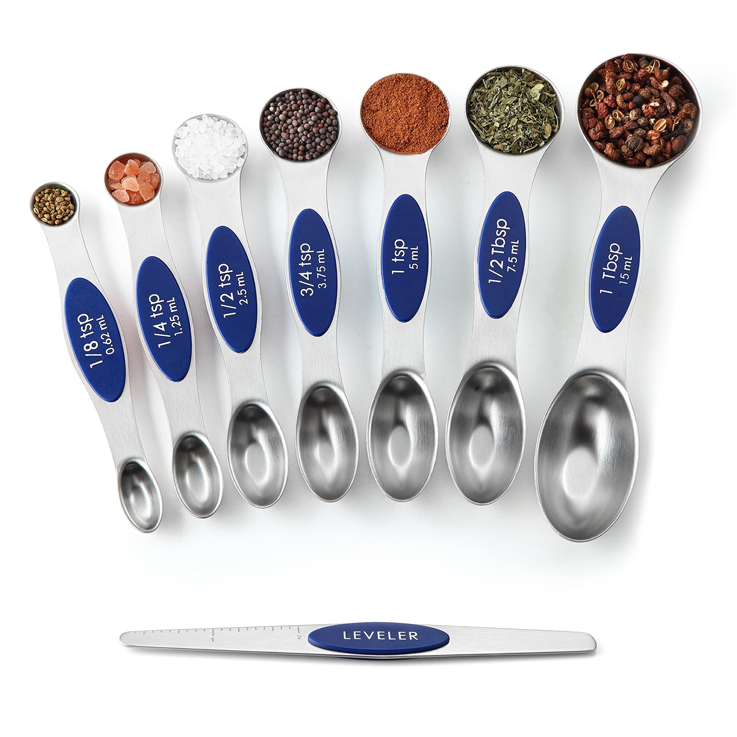 Spring Chef magnetic spoons stay organized in a compact kitchen organizer.