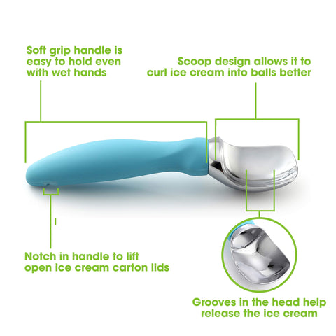 Spring Chef stainless steel ice cream scoop with 18/8 head highlights durable, long-lasting performance.