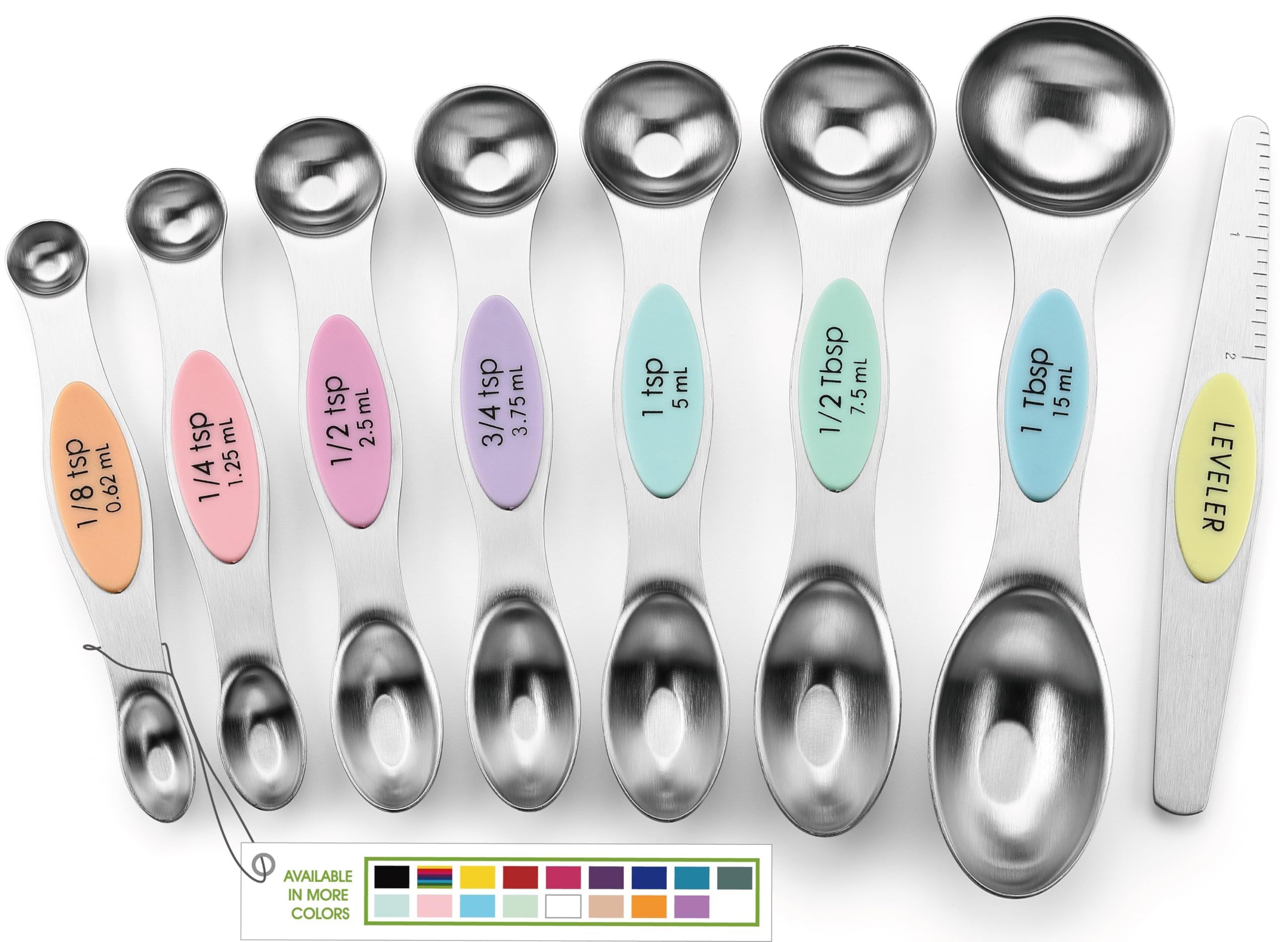 Spring Chef magnetic measuring spoons with leveler for precise dry and liquid measurements.