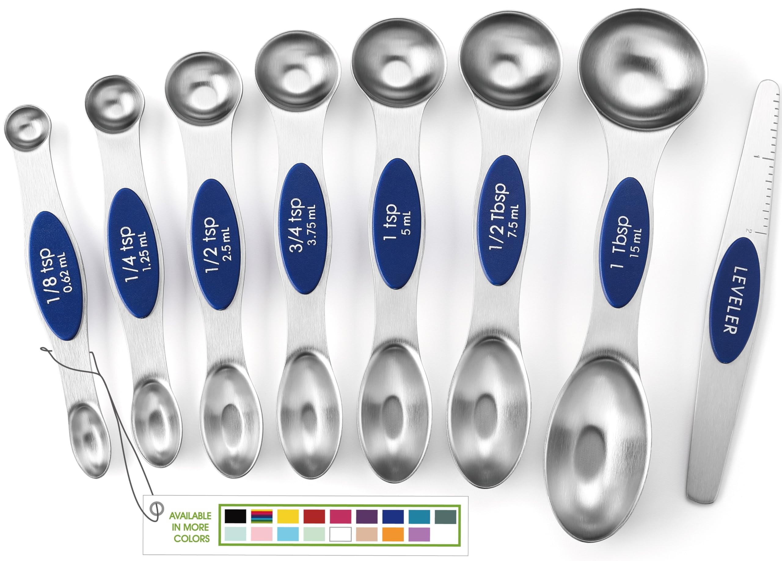 Spring Chef magnetic measuring spoons with leveler for precise baking measurements.