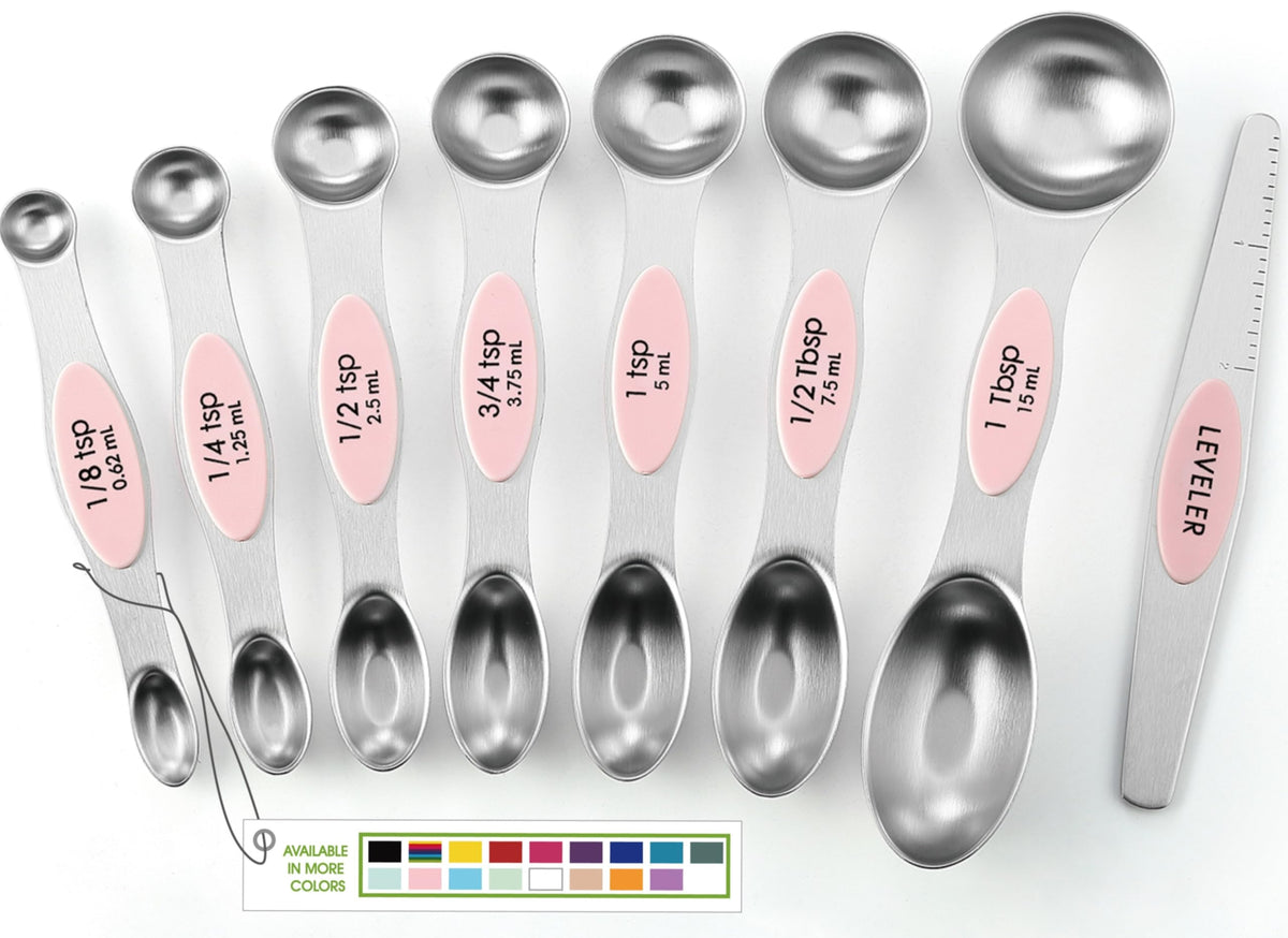 Spring Chef magnetic measuring spoons set 8 highlights durable stainless steel and precise measurements.