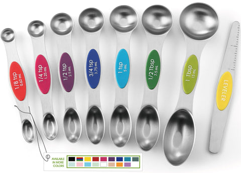 Spring Chef stainless steel magnetic spoons set eight pieces with precise measurements for quick measuring.