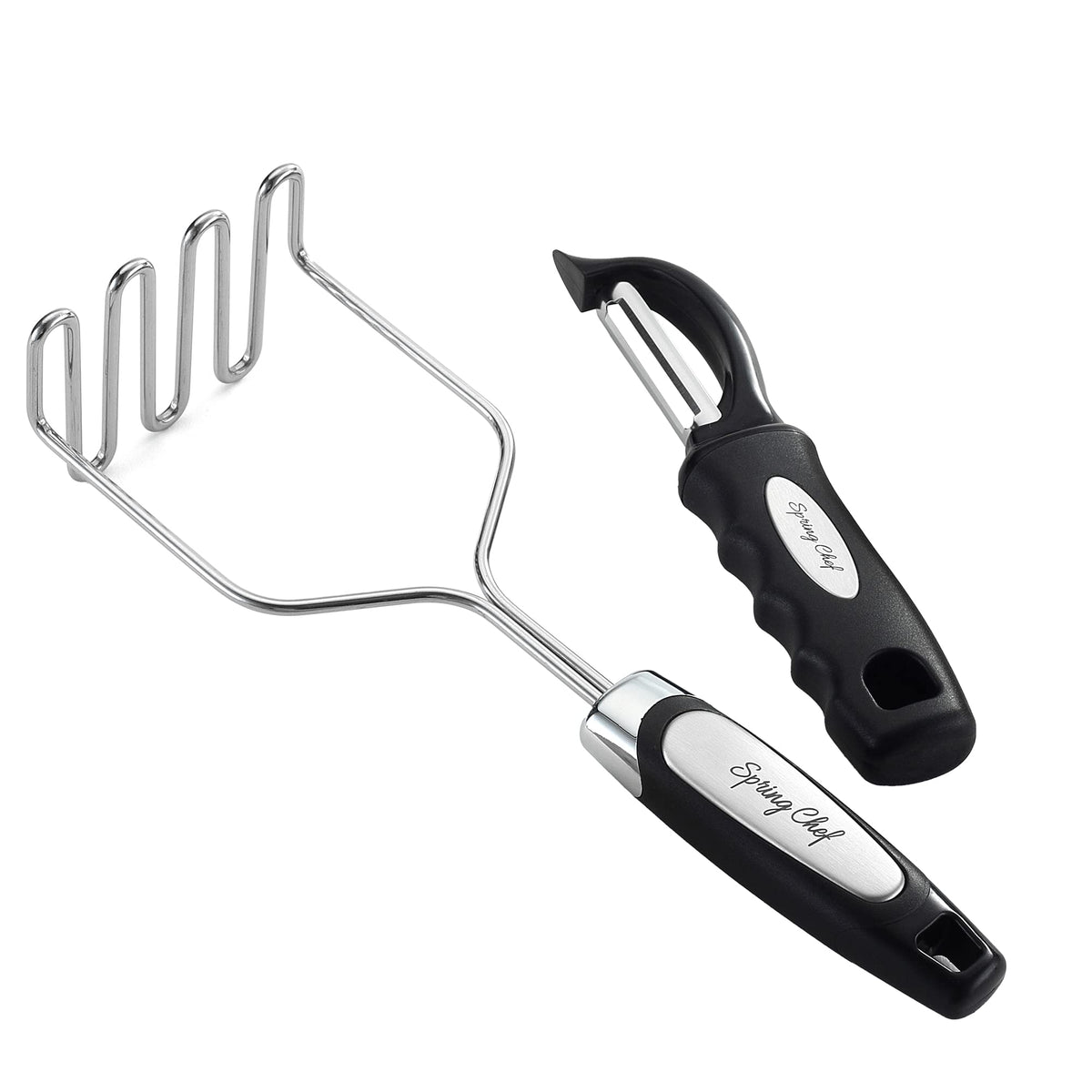 Spring Chef stainless steel potato masher for durable, everyday mashing tasks.
